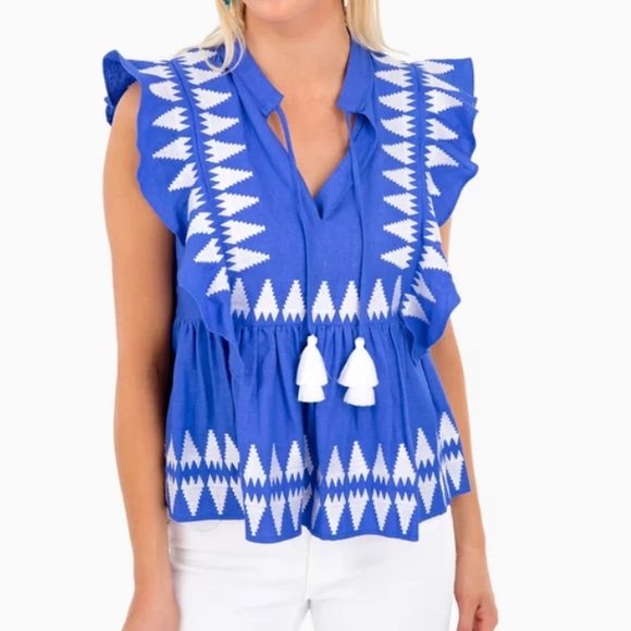 MARIE OLIVER Marine Becca Embroidered Ruffle Top - Picture 4 of 7